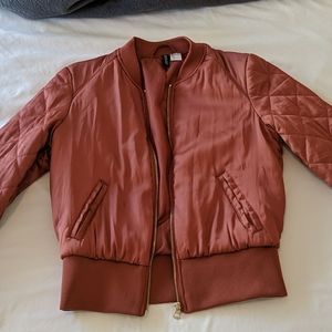 H&M Rust Cropped Bomber Jacket